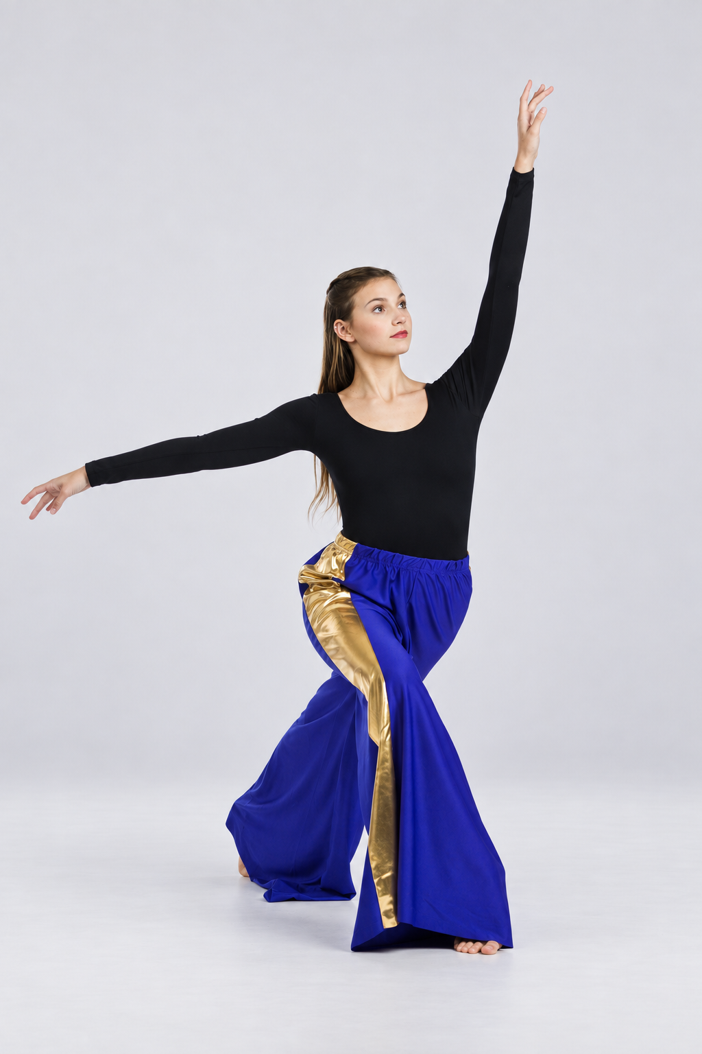 Metallic Side Panel Wide Leg Dance Pants
