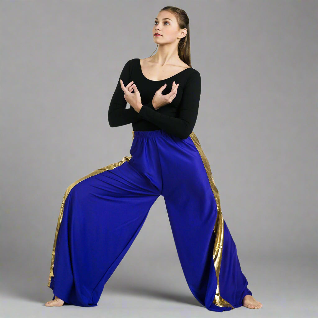Danzcue Praise Dance Two-Tone Palazzo Pants - Deep Purple-Gold
