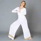 Danzcue Praise Dance Two-Tone Palazzo Pants - White/Gold