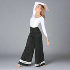 Danzcue Praise Dance Two-Tone Palazzo Pants - Black-Silver