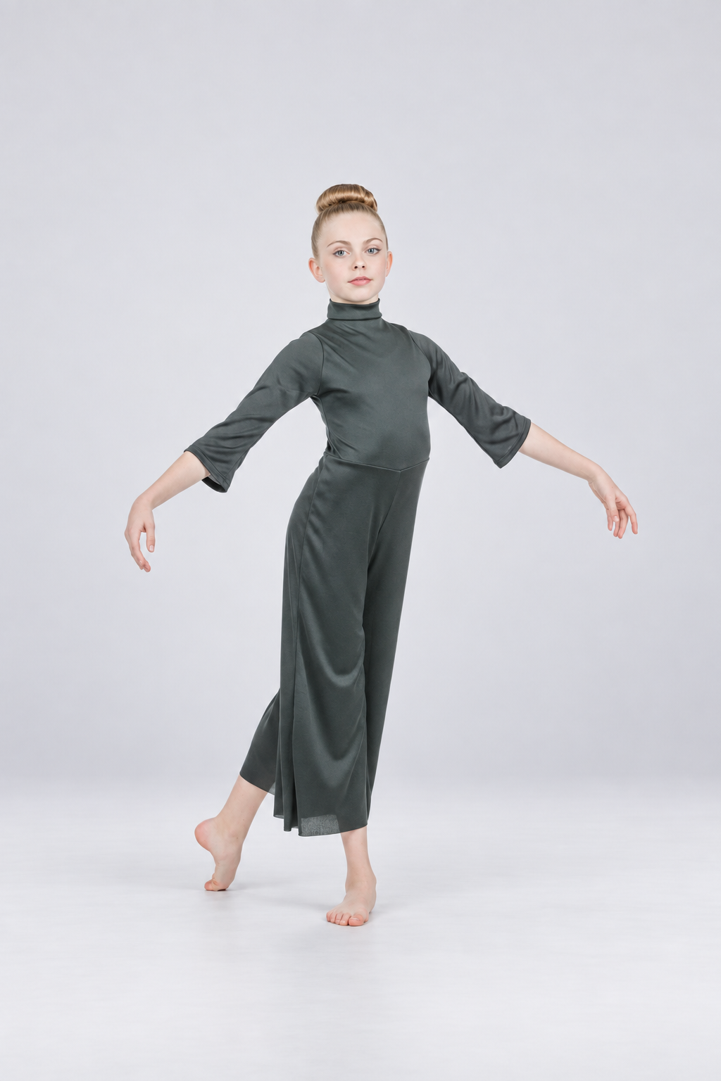 Child Turtleneck Flared Sleeve Wide Leg Jumpsuit