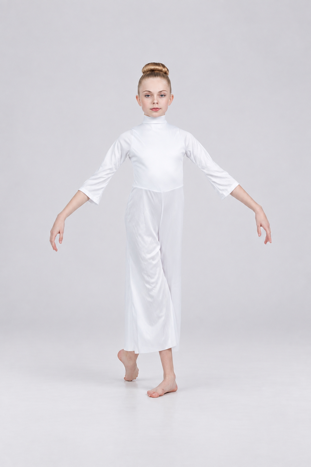 Child Turtleneck Flared Sleeve Wide Leg Jumpsuit