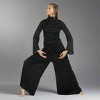 Danzcue Long Sleeve Praise Dance Turtleneck Jumpsuit - Black