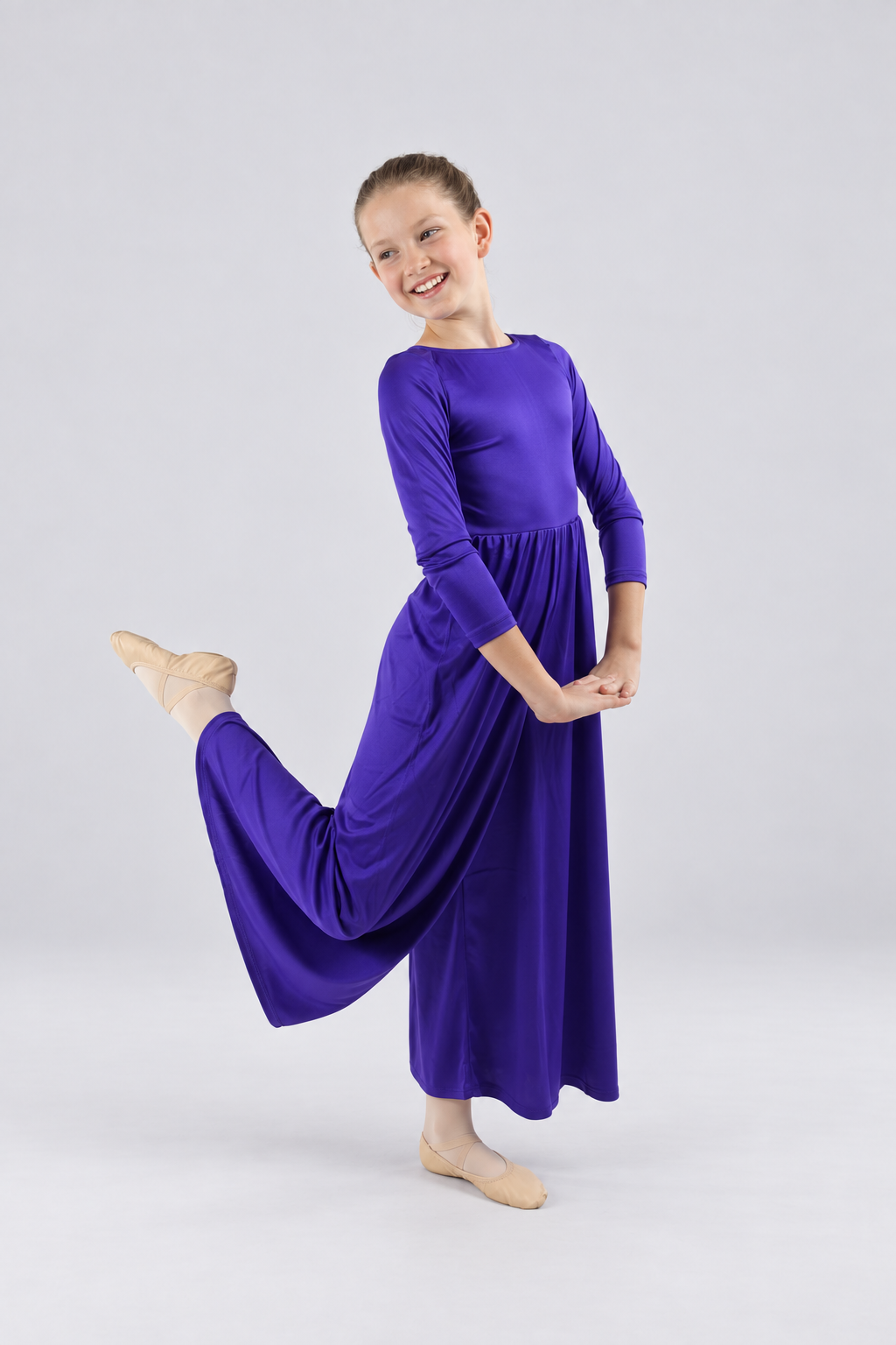 Child Long Sleeve Gathered Waist Wide Leg Jumpsuit