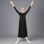 Danzcue Child Long Sleeve Crew Neck Praise Dance Jumpsuit - Black