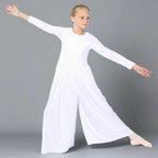 Danzcue Child Long Sleeve Crew Neck Praise Dance Jumpsuit