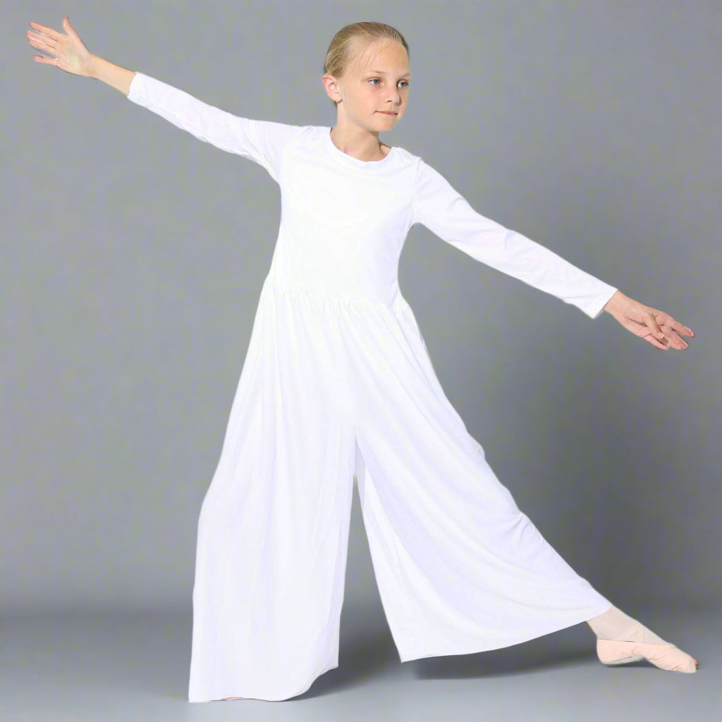 Danzcue Child Long Sleeve Crew Neck Praise Dance Jumpsuit