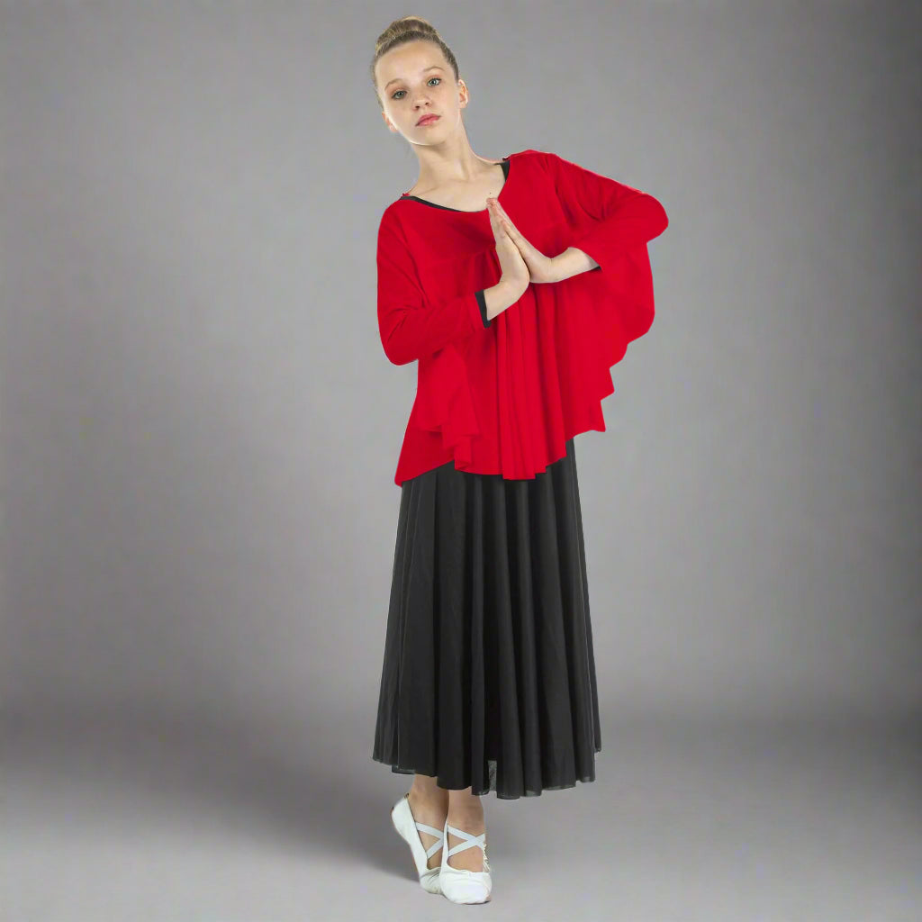 Child Angel Wing Liturgical Dance Drapey Pullover - Scarlet