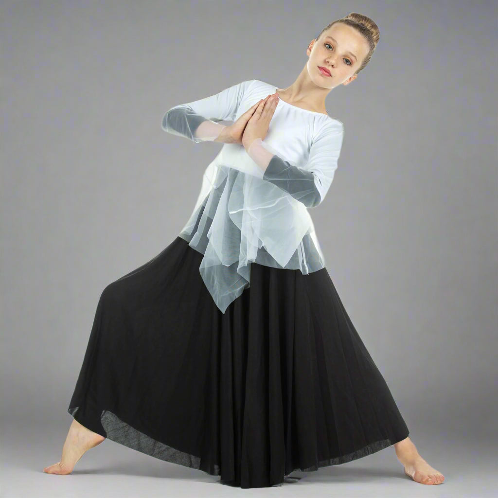 Child Ministry Dance Chiffon Skirted Tunic - White
