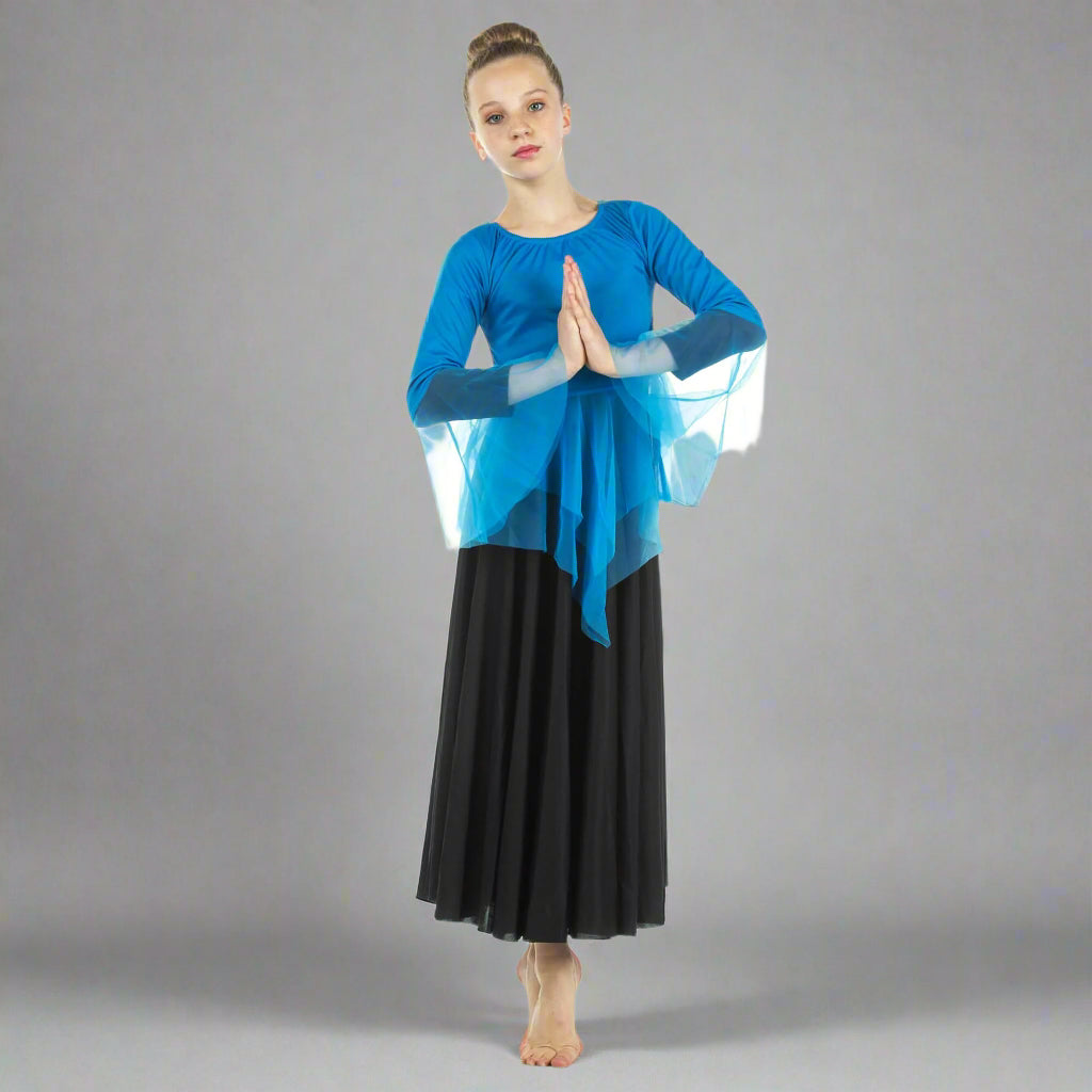 Child Ministry Dance Chiffon Skirted Tunic - Bright Royal