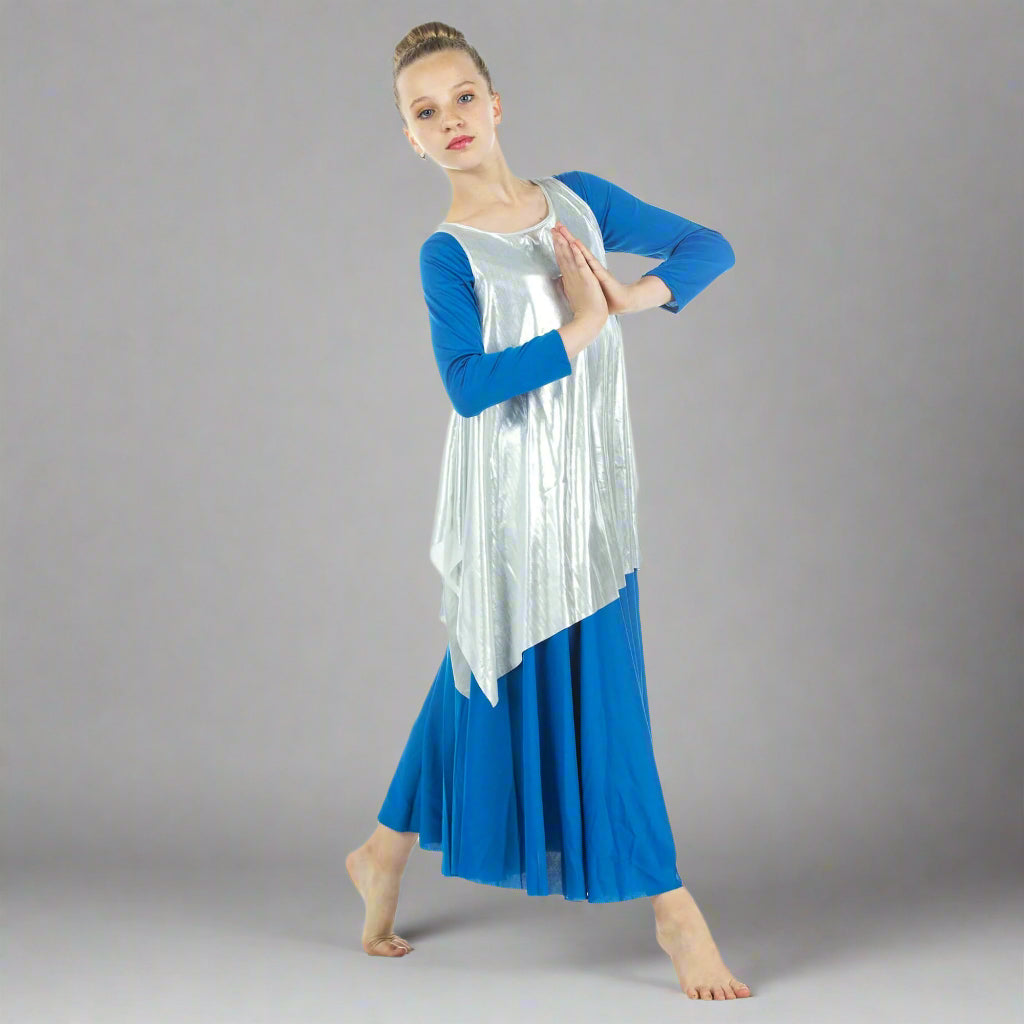 Child Celebration of Spirit Drapey Praise Dance Tunic Tank Pullover - Silver