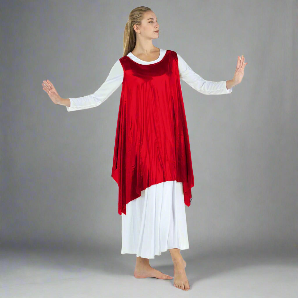 Celebration of Spirit Drapey Praise Dance Tunic Tank Pullover - Scarlet