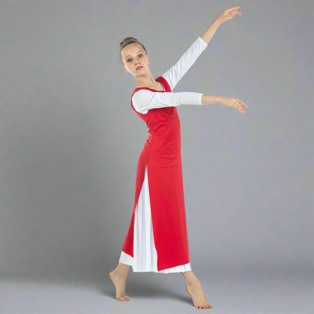 Child Worship Dance Tunic with Side Slits (white dress not included) - Scarlet