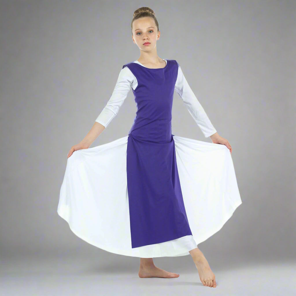 Child Worship Dance Tunic with Side Slits (white dress not included) - Deep Purple