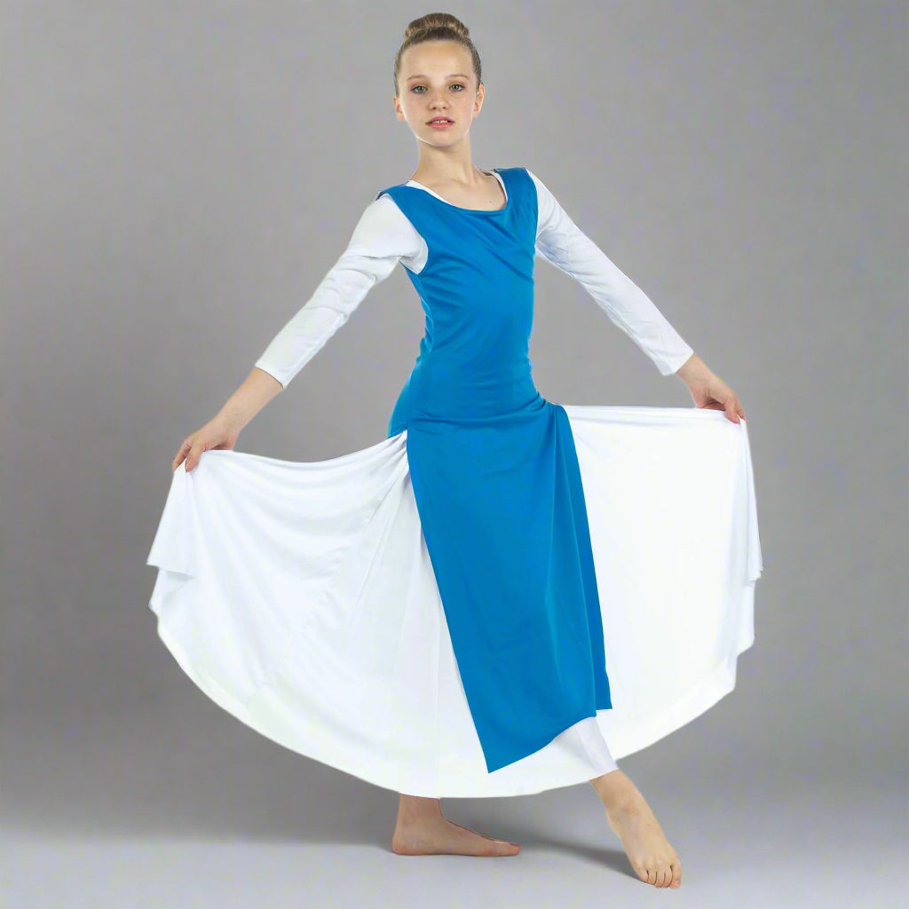 Child Worship Dance Tunic with Side Slits (white dress not included) - Bright Royal