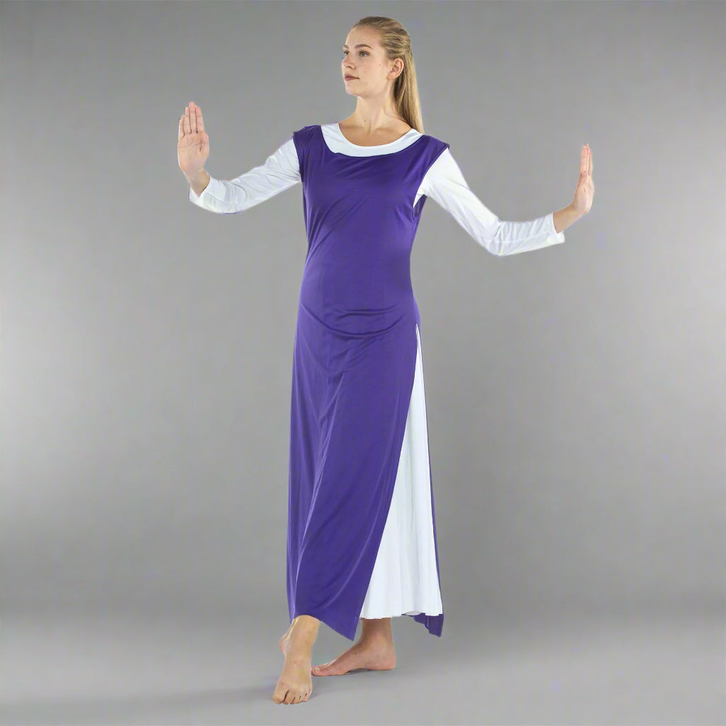 Tunic Worship Dance with Side Slits (white dress not included) - Deep Purple