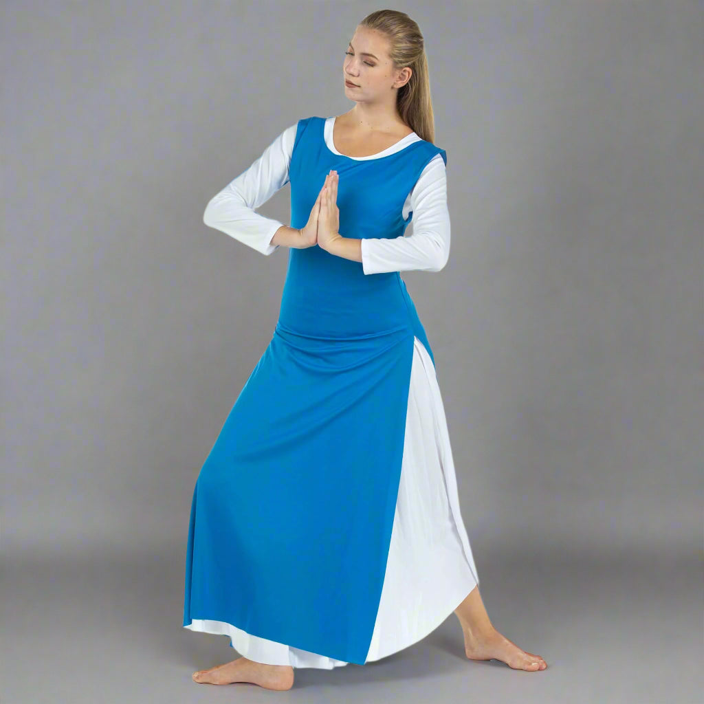 Tunic Worship Dance with Side Slits (white dress not included) - Bright Royal