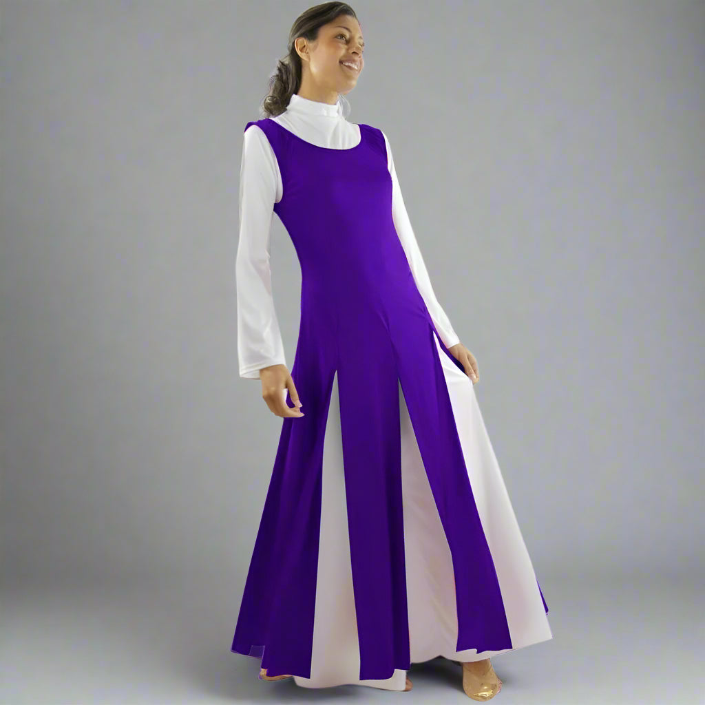 Danzcue Praise Dance Paneled Tunic (white dress not included) Deep Purple / L-XL-Adult Danzcue Praise Dance Paneled Tunic (white dress not included) Deep Purple / L-XL-Adult