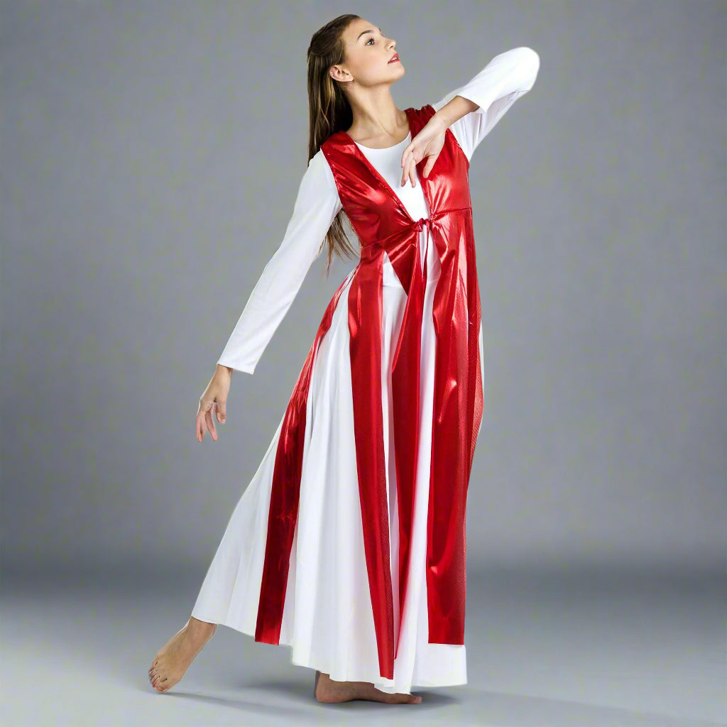 Danzcue Praise Dance Metallic Streamer Tunic (dress not included) - Scarlet
