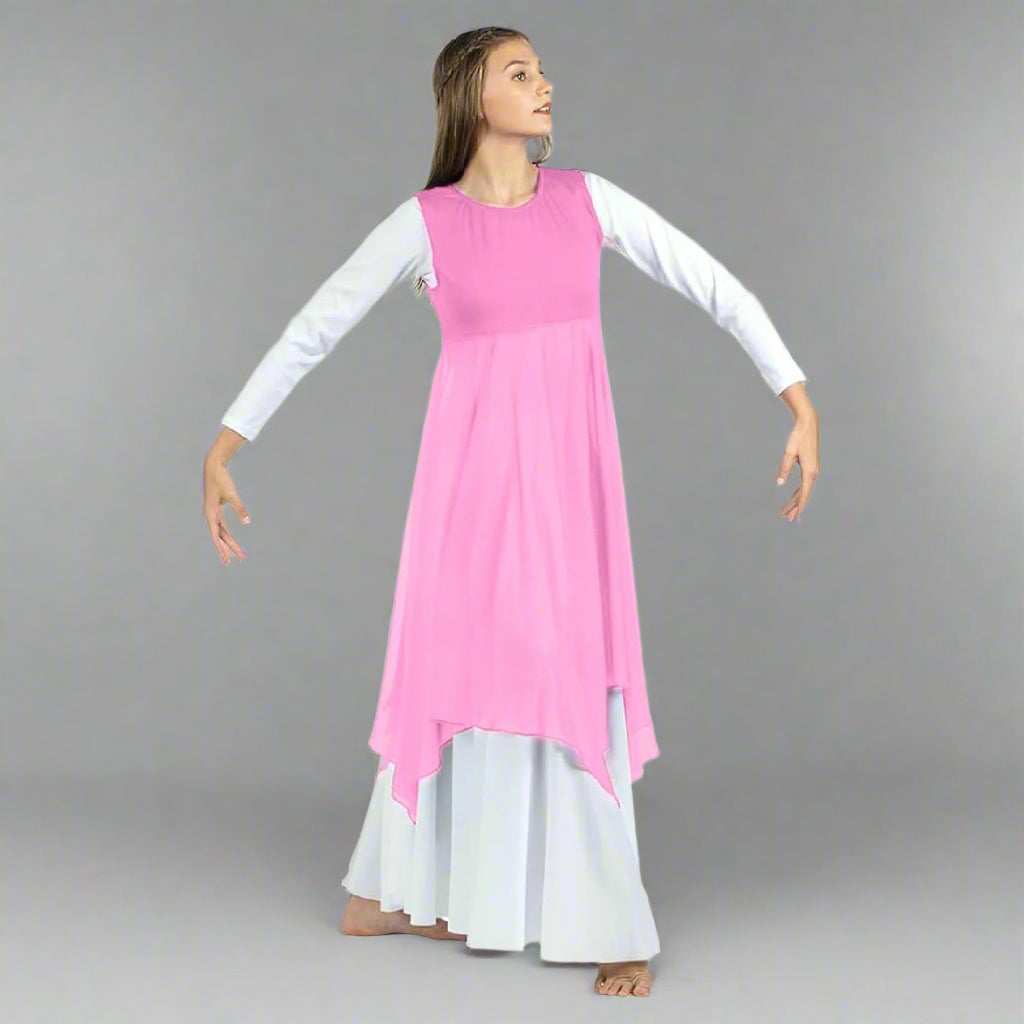 Flowy Sleeveless Dance Tunic (dress not included) White / S-M-Adult