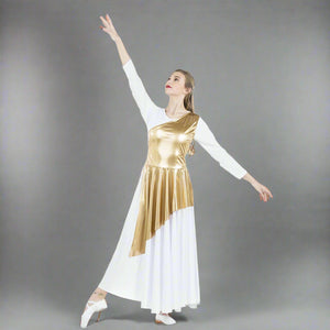 Danzcue Asymmetrical Praise Dance Tunic (dress not included) - Gold