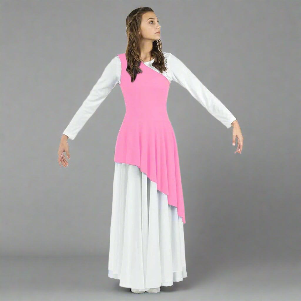 Danzcue Asymmetrical Praise Dance Tunic (dress not included) - Pink