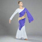 Danzcue Asymmetrical Praise Dance Pullover - Deep Purple-Gold