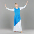 Danzcue Asymmetrical Praise Dance Tunic with Side Slits - Bright Royal