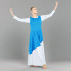 Danzcue Asymmetrical Praise Dance Tunic with Side Slits - Bright Royal