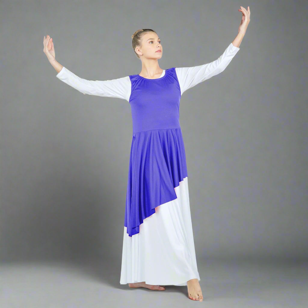 Danzcue Asymmetrical Praise Dance Tunic with Side Slits - Deep Purple