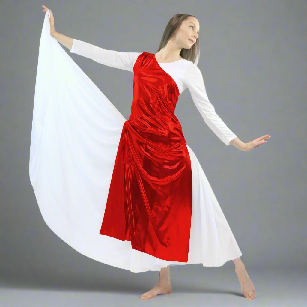 Danzcue Worship Dance Tunic with Side Slits(white dress not included) - Metallic Scarlet
