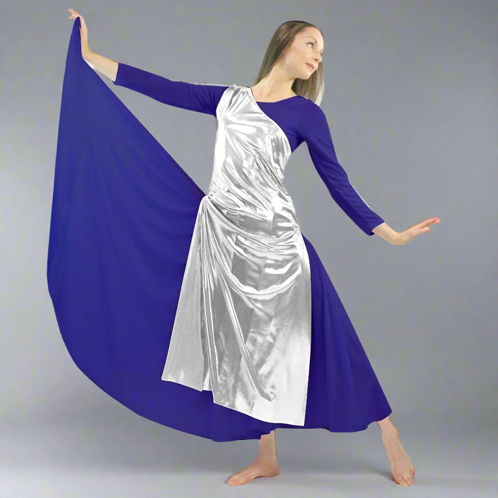 Danzcue Worship Dance Tunic with Side Slits(white dress not included) - Silver