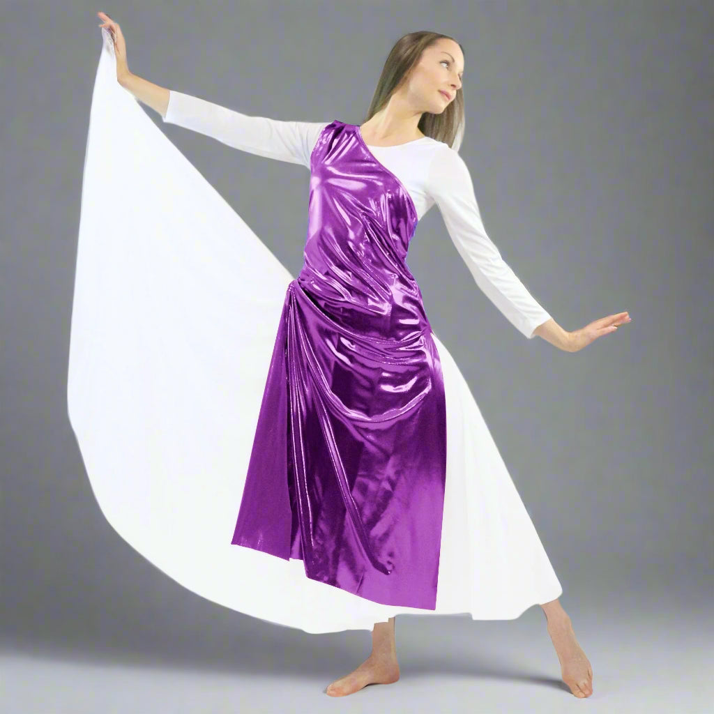 Danzcue Worship Dance Tunic with Side Slits(white dress not included) - Metallic Deep Purple