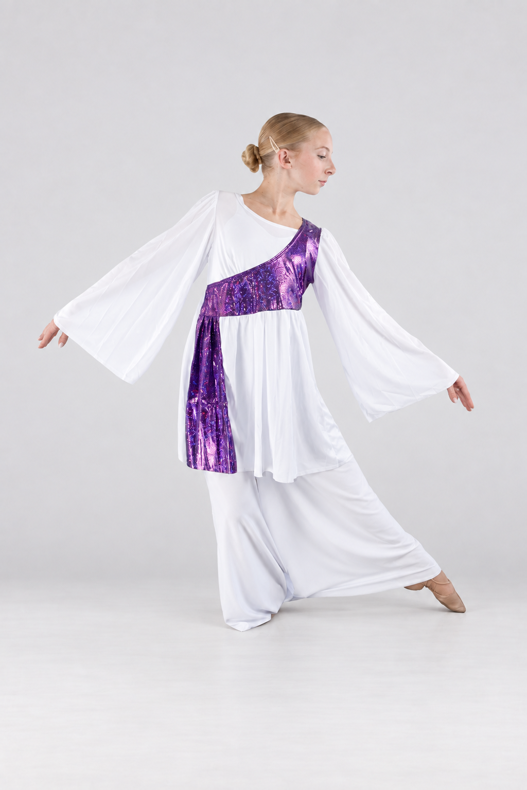 Child Flared Sleeve Sequin Dance Top