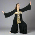 Shiny Cross-Panel Long Sleeve Dance Top