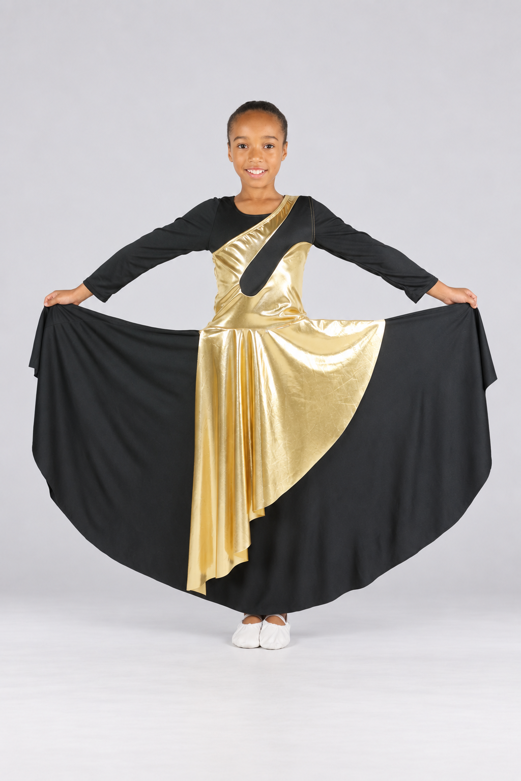 Child Metallic Asymmetrical Sleeveless Dance Tunic