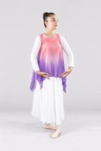 Girls' Watercolor Sleeveless Chiffon Praise Dance Overlay Tunic