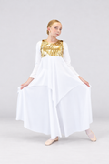 Girls' Metallic Praise Dance Tunic with Asymmetrical Chiffon Hem