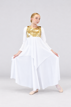 Girls' Metallic Praise Dance Tunic with Asymmetrical Chiffon Hem