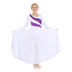 Child Diagonal Gold Stripe Long Sleeve Dance Dress