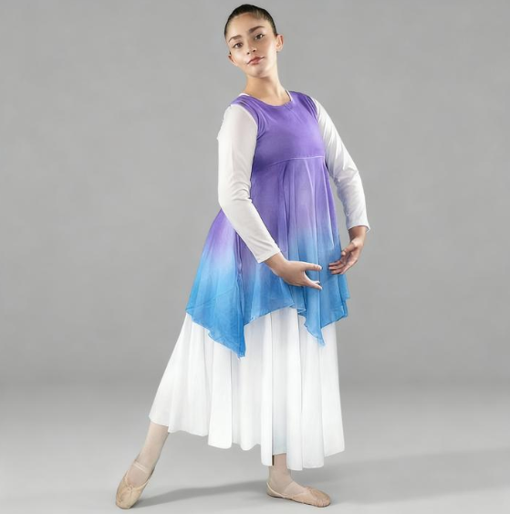 Child Watercolor Ombre Chiffon Dance Tunic (dress not included)