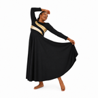 Diagonal Gold Stripe Long Sleeve Dance Dress
