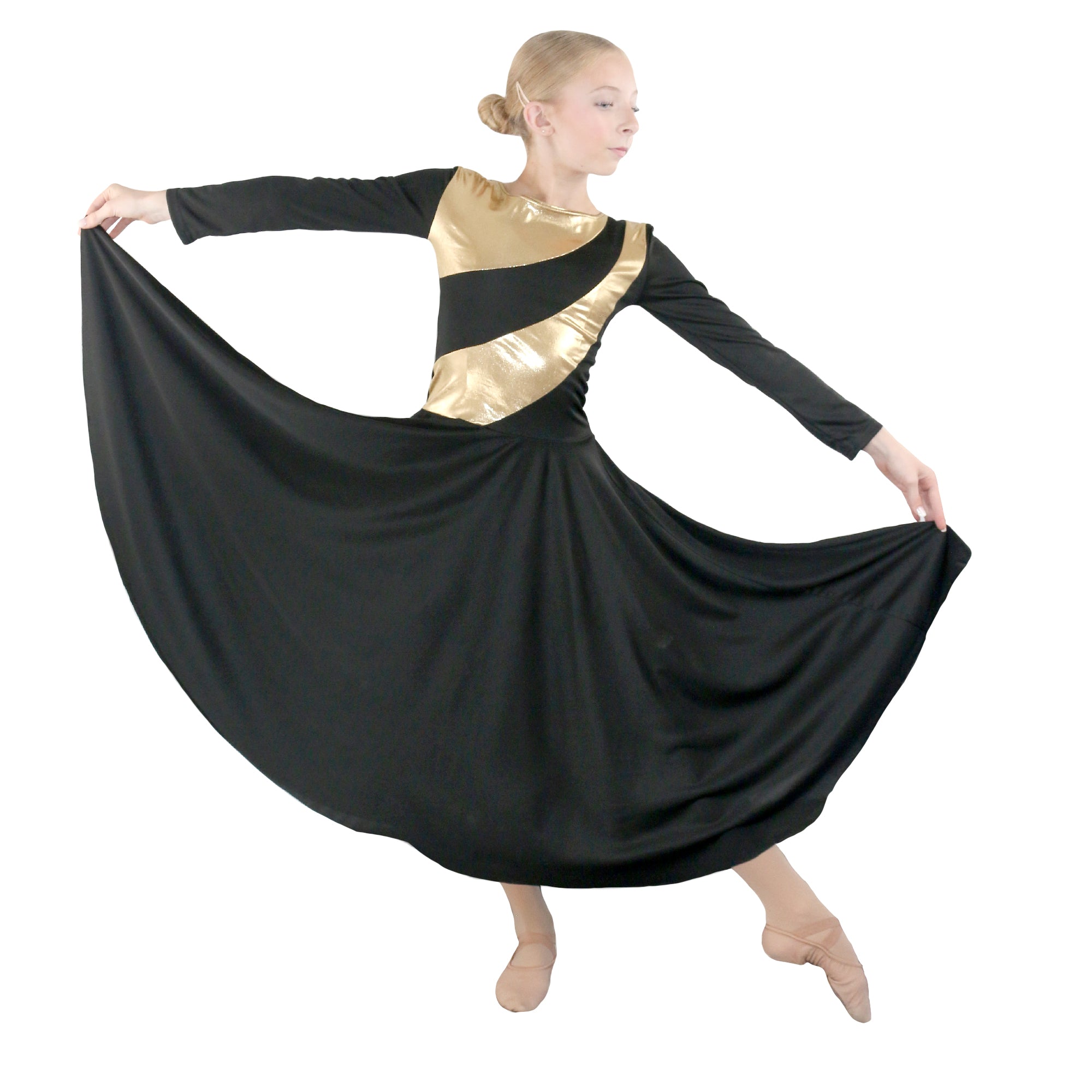 Child Two-Tone Spliced Flowy Dance Dress