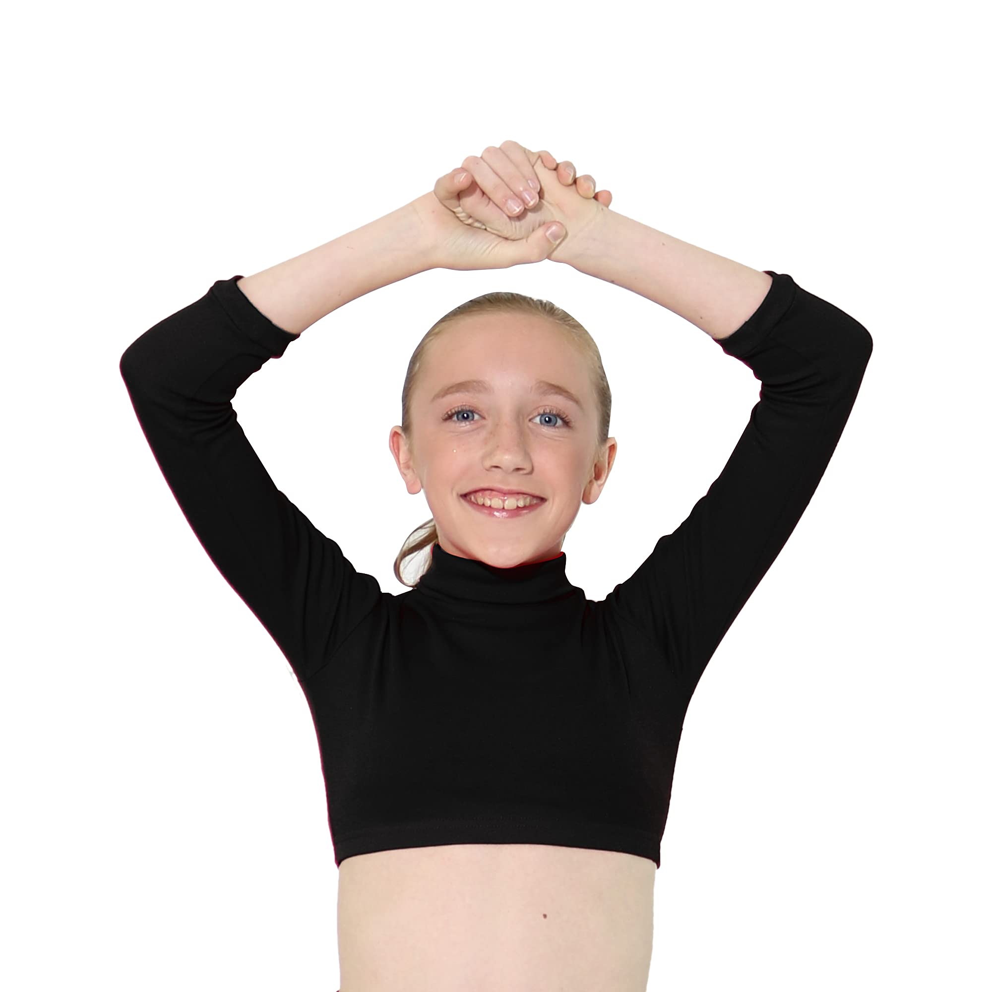 Child Turtleneck Long Sleeve Dance Crop Top