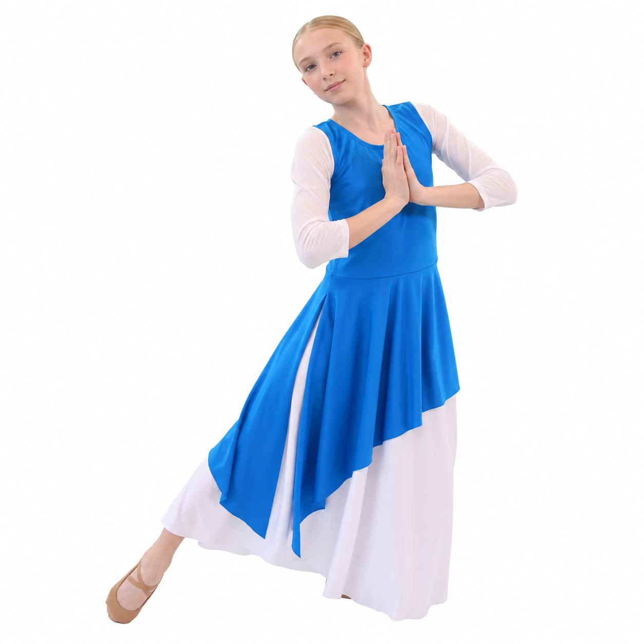 Child Asymmetric Hem Sleeveless Tunic (white dress not included)