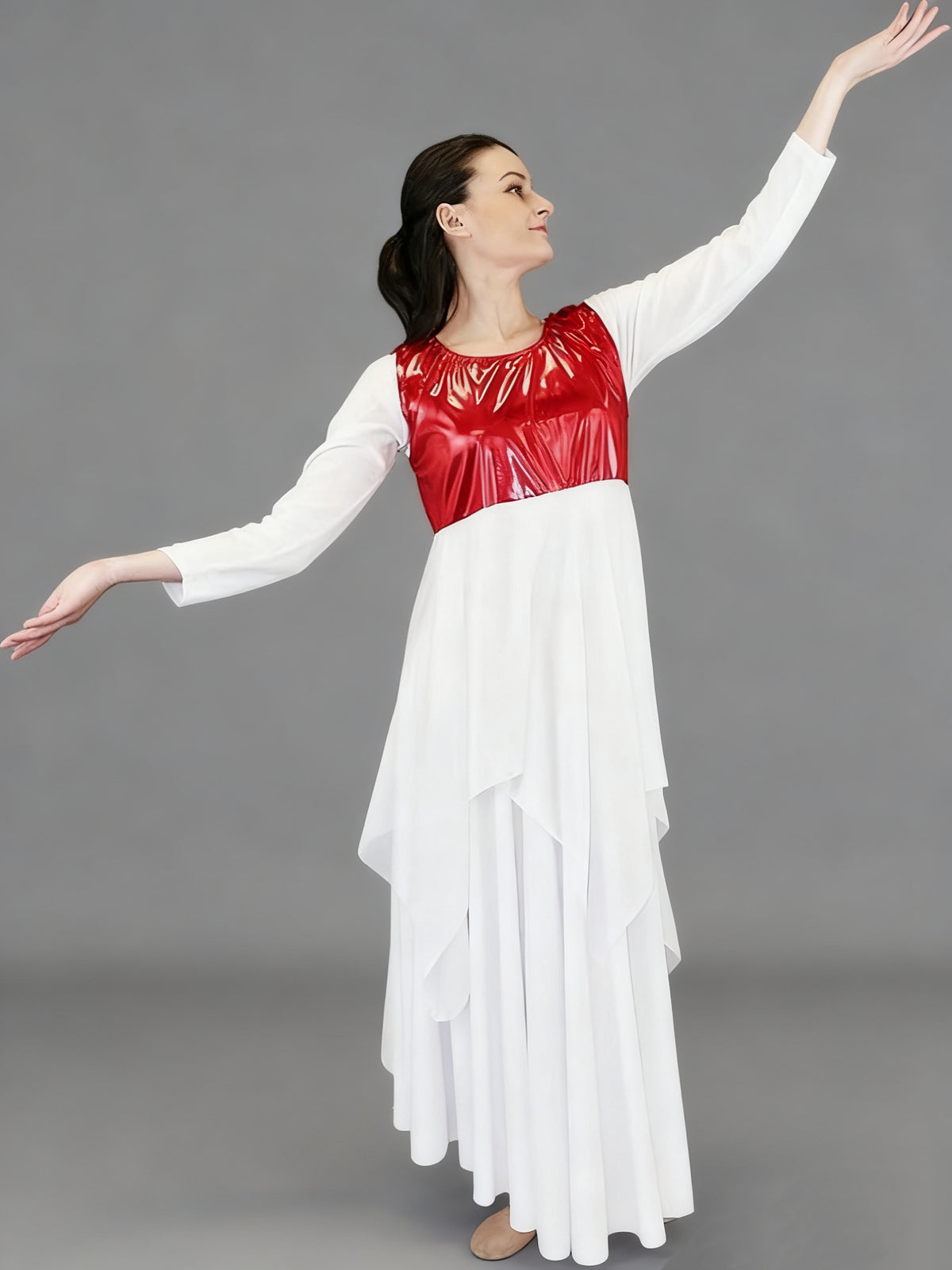 Metallic Chest Chiffon Overlay Dance Tunic (dress not included)