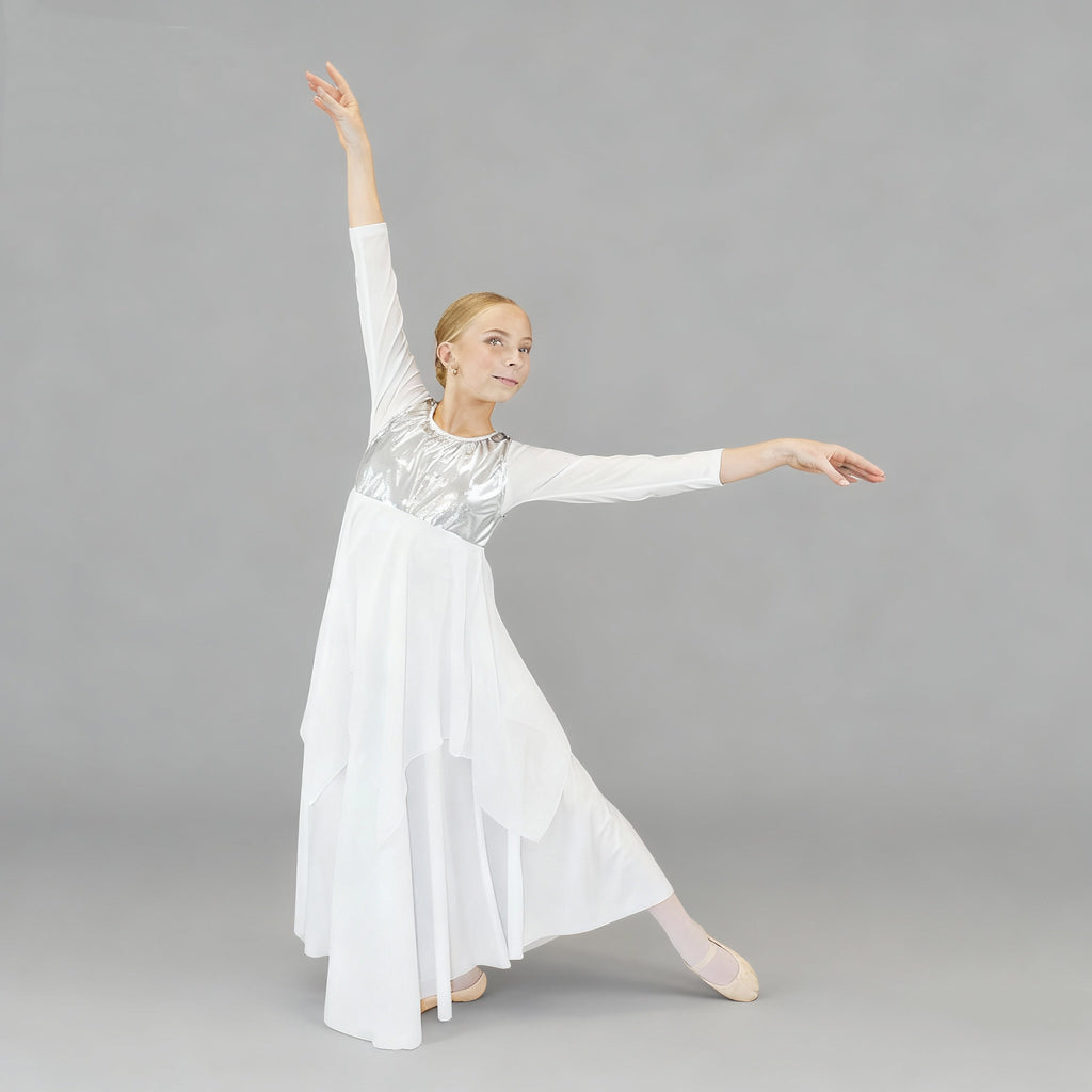 Child Metallic Chest Chiffon Overlay Dance Tunic (dress not included)