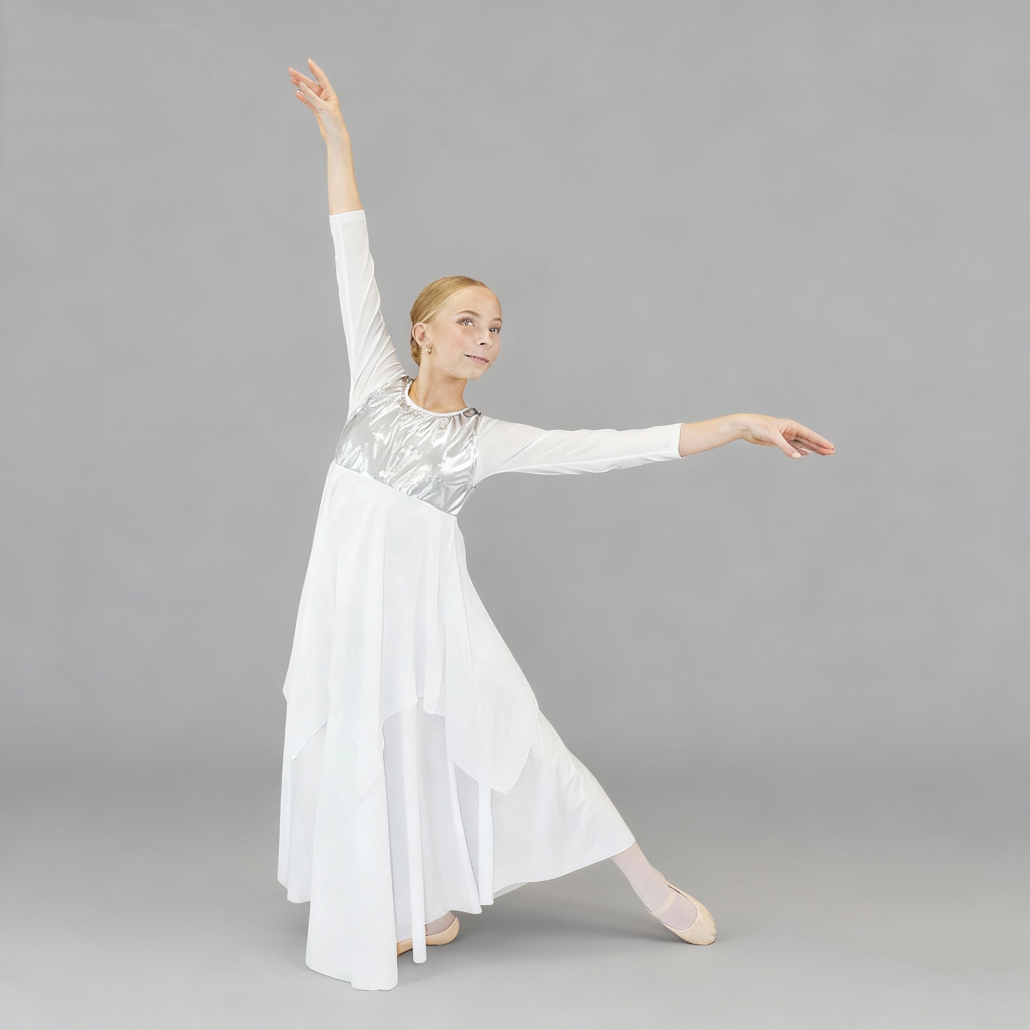 Child Metallic Chest Chiffon Overlay Dance Tunic (dress not included)
