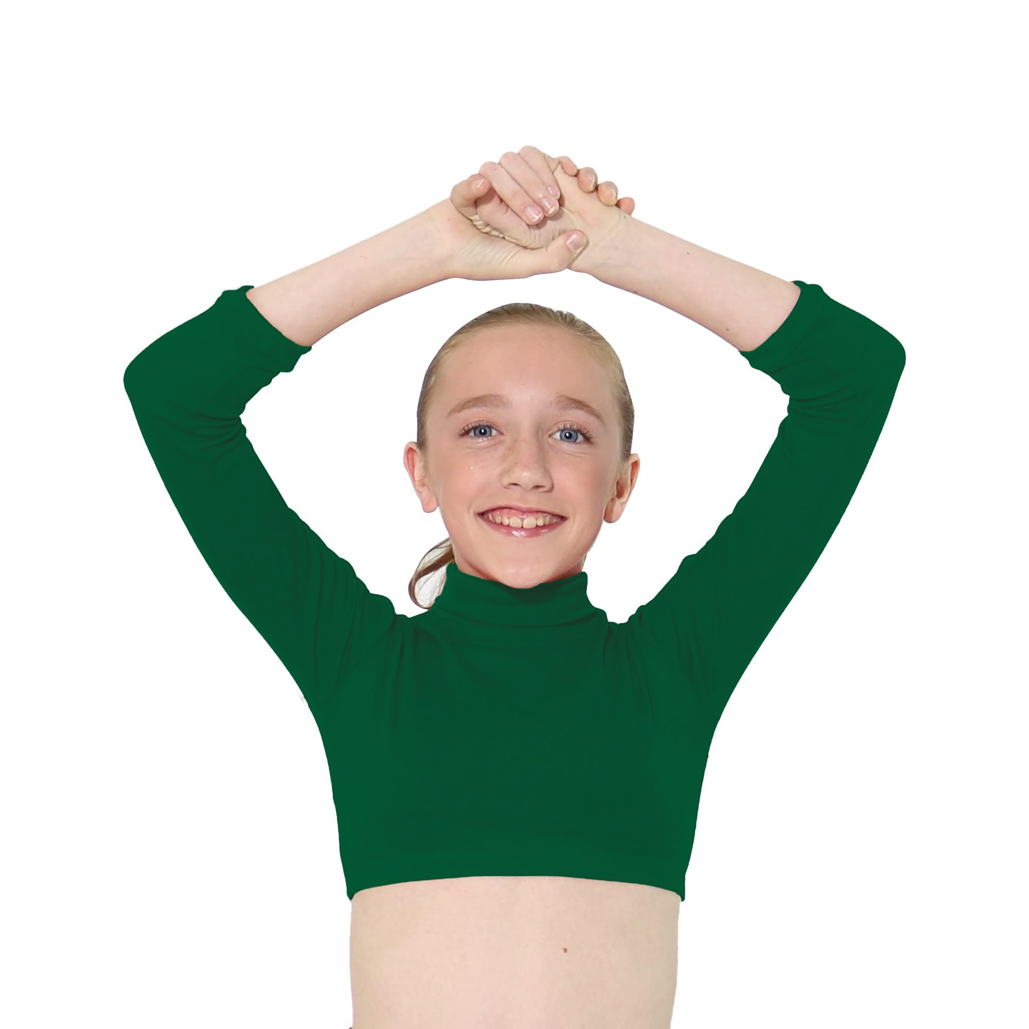 Child Turtleneck Long Sleeve Dance Crop Top