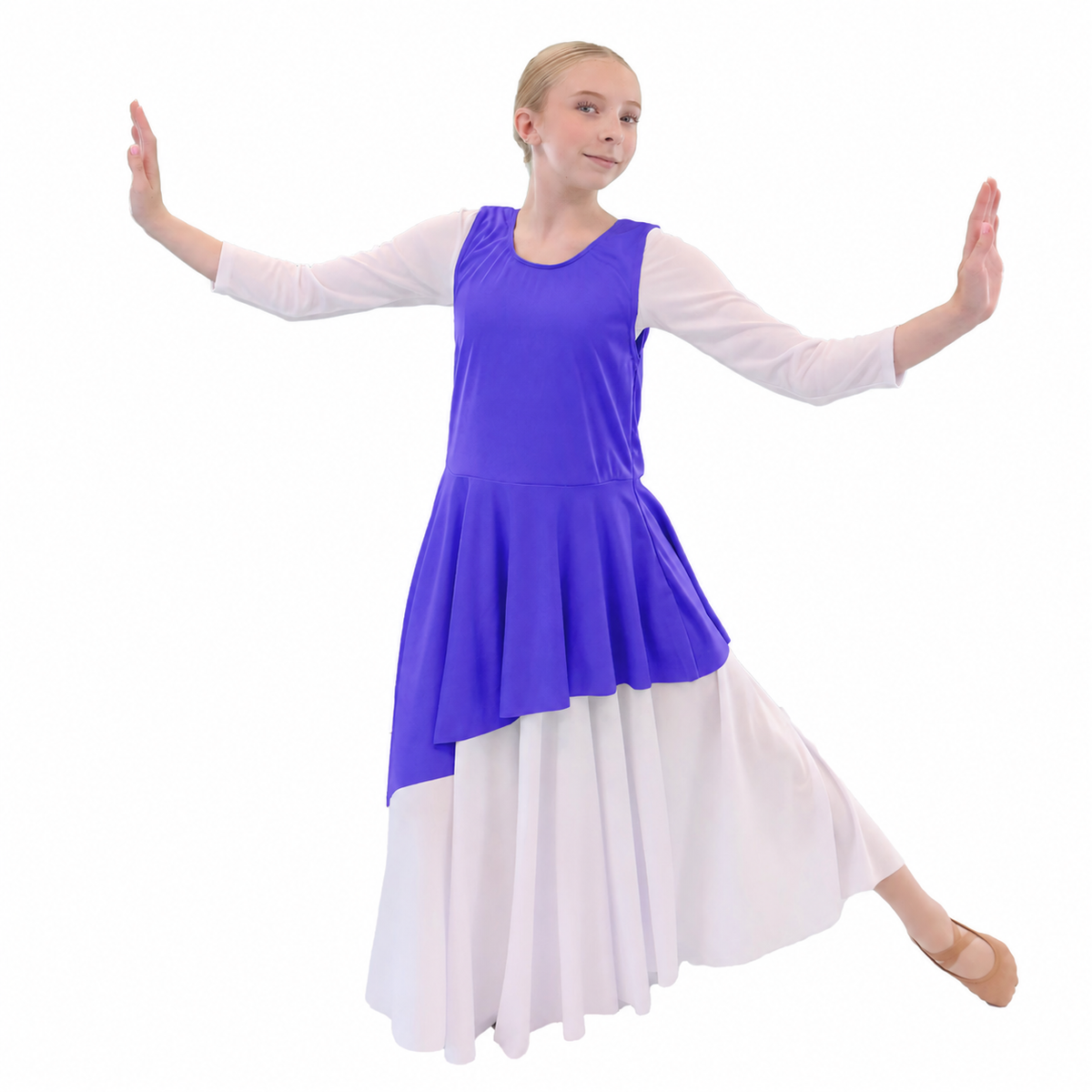 Child Asymmetric Hem Sleeveless Tunic (white dress not included)